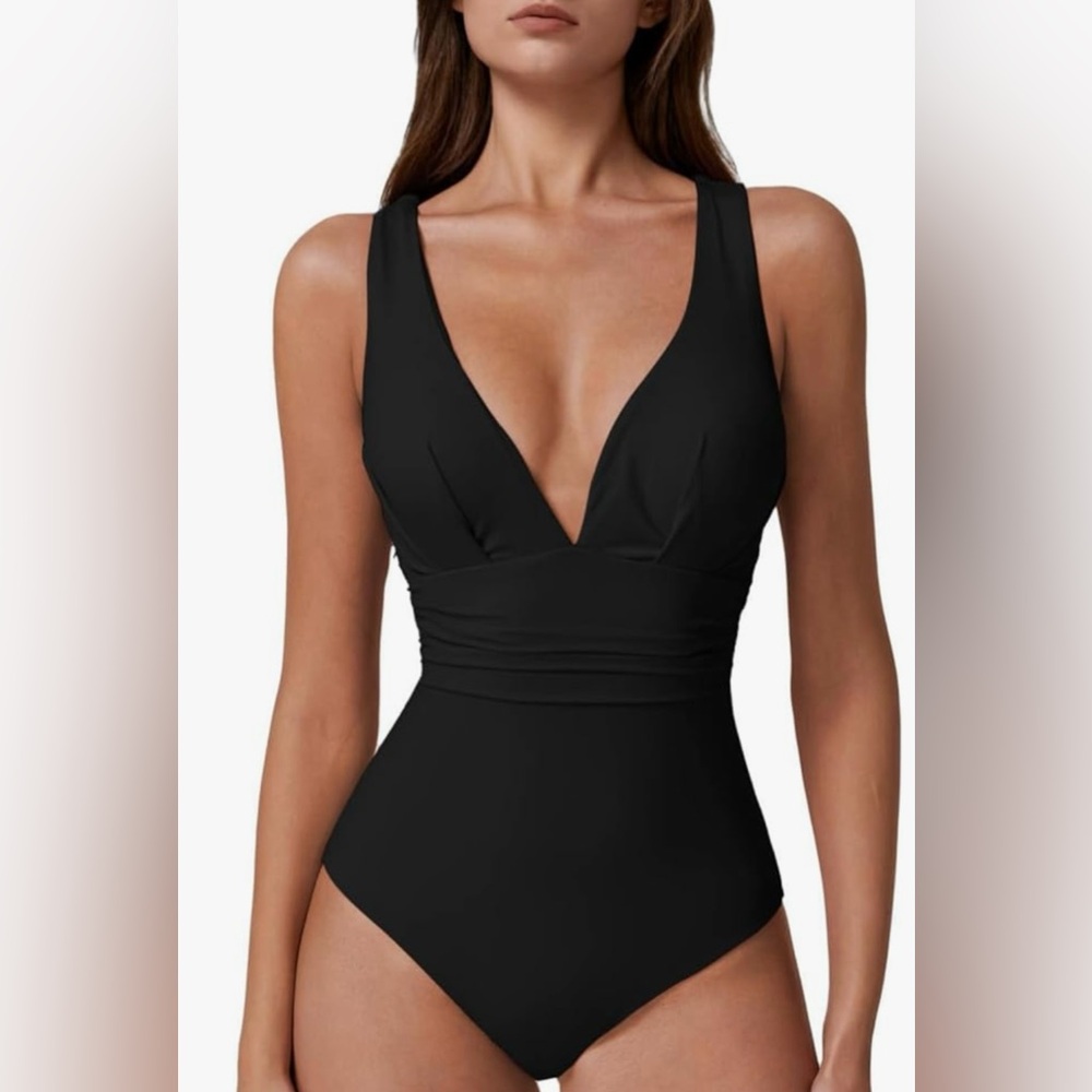 Womens Sexy V Neck One Piece Cross Back Swimsuit High Waist Monokini Size S NWOT